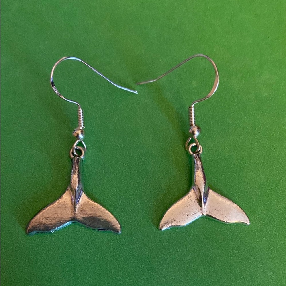 Silver Whale Tail Earrings